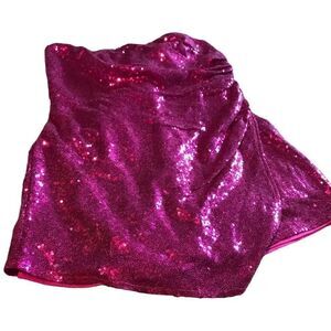Lulus bright pink sequin dress skirts in the back so cute like new see pics